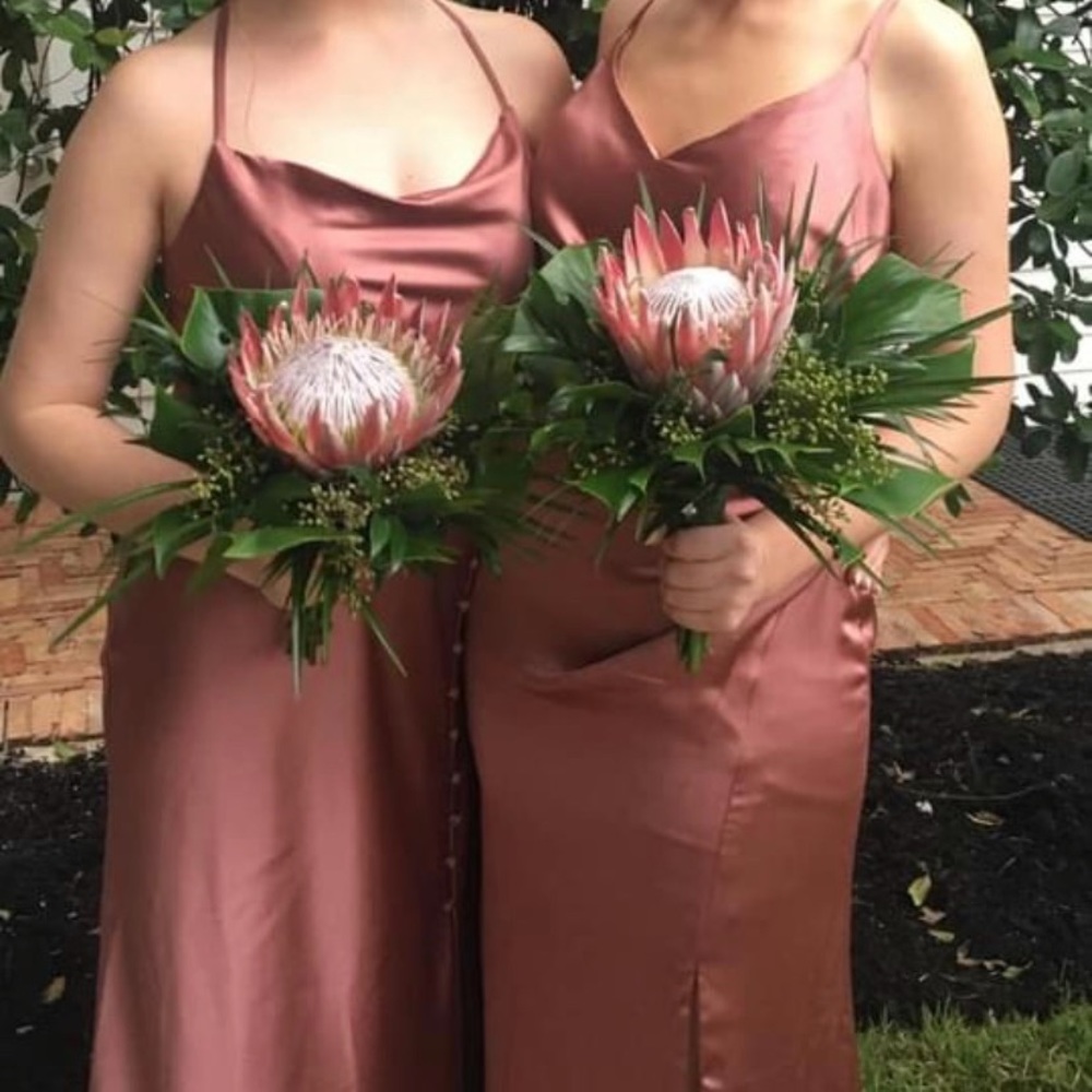 Revelry Desert Rose Satin Bridesmaid Dress